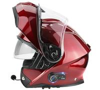 ViPER RSV191 Flip up Motorcycle Helmet with Blinc Bluetooth - Modular Double Visor Motorbike Helmets - Microphone Dual Speaker for Hands & Noise Free Automatic Answering ECE/ACU Gold Approved (Burgund