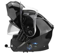ViPER RSV191 Flip up Motorcycle Helmet with Blinc Bluetooth - Modular Double Visor Motorbike Helmets - Microphone Dual Speaker for Hands & Noise Free Automatic Answering ECE/ACU Gold Approved (Black,X