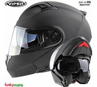 Viper RSV345 Matt Black Flip Up DVS Motorcycle Motorbik Crash Helmet Modular ECE
