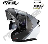 Viper RSV345 Modular Flip Up Front Motorcycle Helmet ECE Bike Crash Black White