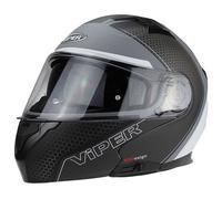 VIPER RSV345 TRIK BLACK WHITE GREY MOTORCYCLE MOTORBIKE MODULAR FLIP UP HELMET