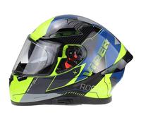 ViPER RSV95 Full Face Motorbike Helmets - Motorcycle Helmet for Adults with Drop Down Sun Visor - ECE ACU Certified Bike Riding Protector Helmet (Rogue Blue Fluo, L)