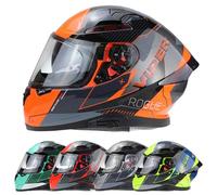 ViPER RSV95 Full Face Motorbike Helmets - Motorcycle Helmet for Adults with Drop Down Sun Visor - ECE ACU Certified Bike Riding Protector Helmet