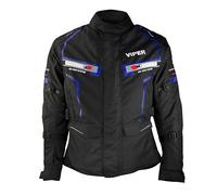 ViPER Speed 10 Textile Motorcycle Jacket Lightweight Summer Motorbike Jacket High Visibility Breathable & Waterproof Bike Rider Sports Racing (UK, Alpha, L, Regular, Regular, Black/Blue)