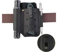 VIPERADE PJ15 Multitool Sheath for Belt, EDC Pocket Organizer for Men, Leather Pouch with Keychain, Flashlight Holder, Pen Holder, Tools Sheath Knife Sheath for Leatherman-Black