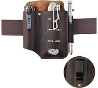 VIPERADE PJ15 Multitool Sheath for Belt, EDC Pocket Organizer for Men, Leather Pouch with Keychain, Flashlight Holder, Pen Holder, Tools Sheath Knife Sheath for Leatherman-Brown