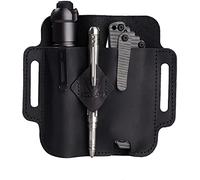 VIPERADE PJ19 Multitool Sheath EDC Belt Organizer Handmade 2 Pocket Belt Leather Sheath for Men/Knife/Tool/Flashlight/Tactical Pen, Pocket EDC Organizer (Black-PJ19)