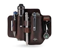 VIPERADE PJ35 EDC Leather Sheath Multitool Sheath with 3 Pockets,Multitools holster Knife Belt Sheath Torch Sheath for Leatherman Multitools/Knife Sheath,EDC Pocket Organiser Sheath(Brown)