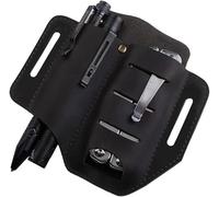VIPERADE PJ8 EDC Leather Sheath for Belt,EDC Organiser Leather Multitool Holster with 2 Pockets, Multitool Sheath Flashlight Holster,Multifunctional Organiser Pouch Pen Holder-Black