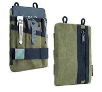 VIPERADE VE1-OW Small EDC Pocket Pouch,Waxed Canvas EDC Tool Organiser Pouch with 5 Pockets,Small Multitool Organiser for Flashlight Multitools Pen Notebook -Green