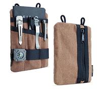 VIPERADE VE1-OW Small EDC Pouch, Waxed Canvas EDC Organiser Small Tool Pouch with 5 Pockets, Multitool Pocket Organiser for Flashlight Multitools Pen Notebook -Khaki