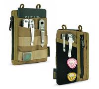 VIPERADE VE18 Small EDC Pouch Tool Organizer, Multifunction Small Tools Pouch with 6 Pockets, EDC Organizer for Men, Mini Pocket Organiser with Patches Area for DIY(Khaki)