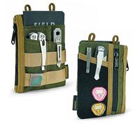 VIPERADE VE18 Small EDC Pouch Tool Organizer, Multifunction Small Tools Pouch with 6 Pockets, EDC Organizer for Men, Mini Pocket Organiser with Patches Area for DIY(Green+Khaki)