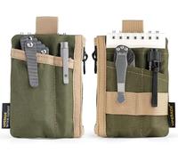 VIPERADE VE28 6-in-1 Mini EDC Organiser Pouch, Small Multitool Pouch, Coins Purse for Keychain Mini Wallet for Men, Backpack Accessories - Green+Tan