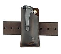 VIPERAED PJ11 EDC Small Leather Sheath for Belt, Leather Holster for Small Flashlight, Utility Knife Sheath, EDC Pocket Slip for Multitools(Brown)
