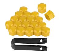 VIPHID 20Pcs Car Wheel Nut Covers for V-W Transporter T5 T30,Hex Wheel Bolt Nut Cap,Wheel Bolt Caps with Removal Tool,Dust Proof Exterior Decoration Tire Rims Cover,Yellow-19mm