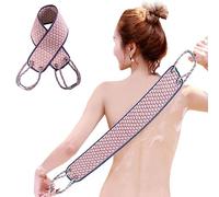 VIPITH Exfoliating Back Scrubber for Shower, 37 Inches Back Washer with Handles, Exfoliating Washcloth Body Exfoliator Bath Tool to Scrub Your Body Deeply for Men & Women Exfoliation (Pink)