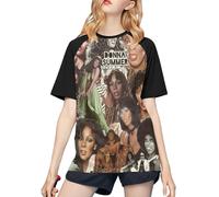 Viplili Donna Summer Collage Baseball T Shirt Woman's Summer Short Sleeve Tee Fashion O-Neck Clothes Black