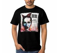 Viplili Marilyn Music and Manson Men's Comfortable Short Sleeve Shirt Unisex Round Neck Fashion T-Shirt Black