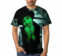 Viplili Marilyn Music and Manson Men's Comfortable Short Sleeve Shirt Unisex Round Neck Fashion T-Shirt Black