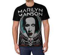 Viplili Marilyn Music and Manson Men's Comfortable Short Sleeve Shirt Unisex Round Neck Fashion T-Shirt Black