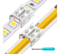 VIPMOON 12 Pack 2 Pin 10mm LED Strip Connectors, Solderless Screw Tightening Strip to Strip Connectors for COB/SMD 5V 12V 24V 36V Single Colour LED Strip Lights