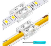 VIPMOON 12 Pack 2 Pin 8mm LED Strip Light Connectors, Strip to Strip Solderless Transparent Connector, Tighten Screw LED Strip Connectors for COB/SMD 5V 12V 24V 36V Single Color LED Strip Lights