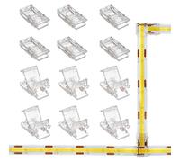 VIPMOON 12Pcs 2-in-1 T L Shape 2 Pin COB LED Strip Light Connectors 10mm, Gapless Solderless Strip to Strip Connectors for SMD/COB 3528 2835 LED Strip Lights, 0-36V 3.5A