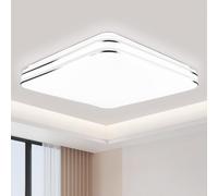 VIPMOON 12W LED Ceiling Light, 1080lm Double Silver Edge Flush Bath Ceiling Lights, 6500K Cool White, Indoor Ultra-Thin Silver-Rimmed Square Ceiling Lights for Bedroom, Passage, Kitchen