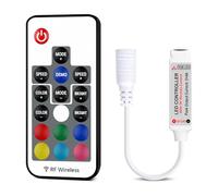 VIPMOON 17-Key RF RGB Wireless Remote LED Controller with 4 Pin RF Receiver, DC 5V-24V 12A LED Strip Light Controller, Suitable for 5050 3528 5630 RGB LED Strip Lights