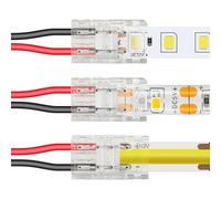 VIPMOON 20-Pack 2Pin 8mm LED Strip Connectors for 8mm Waterproof or Bare Board COB/SMD Single Colour LED Strip, Gapless Solderless Quick Strip to Wire Connector 5V-36V 5.5A -Without Stripping Wire