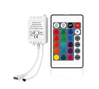 VIPMOON 24-Key IR Wireless Remote LED Controller with 4 Pin IR Receiver, DC 5V/12V/24V RGB Control Box IR Remote Controller for SMD 3528 5050 2835 RGB LED Strip Lights