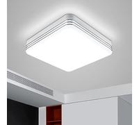 VIPMOON 24W 2160Lm Square LED Kitchen Ceiling Lights, Silver-Rimmed Modern Flush Mount Ceiling Light for Bathroom, Stair, Kitchen, Balcony, Hallway, Porch, Bedroom, Small Living Room