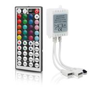 VIPMOON 44-Key LED Remote Controller DC12V-24V 4 Pin 2 Ports RGB Controler Box Wireless IR Remote Controller with Receiver for RGB 3528 5050 LED Light Strip - Dual Outputs