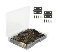 VIPMOON 50 Pcs Small Hinges with Screws, 18mm x 15mm Mini Hinges, Bronze Tiny Hinge for DIY Crafts Wooden Box Jewelry Box Cabinet, 200Pcs 7mm Small Screws with Portable Storage Box