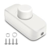 VIPMOON DC 12V-24V Inline Dimmer Switch, Rotary Push On/Off PWM Dimmer Switch, Suitable for Dimmable LED Light, Halogen, Vehicle Ceiling Light and Single Colour LED Strip, 1 Gang 1 Way, White