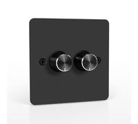VIPMOON DC 12V/24V LED Dimmer Switch, 2 Gang 120W PWM Dimmer with Rotary Brightness Control and Push On/Off, Compatible with Dimmable LED/Halogen Lights for Caravan, Motorhome, Campervan, Boat, Van