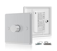 VIPMOON DC 12V 24V LED Dimmer Switch, PWM Push ON/Off Rotary Dimmer, Compatible with Single-Colour LED Strip Lights and Dimmable LED/Halogen/Ceiling Lights for Caravan, Camping, Marine Use, Silver