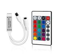 VIPMOON DC 5-24V 6A Mini LED Controller with 24key IR Wireless Remote Control for RGB SMD 3528 5050 5630 LED Strip Lights Can Adjust Speed/Brightness/Color/Scene