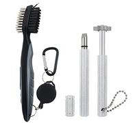 VIPMOON Golf Clean Tool Set, Retractable Golf Club Brush and 2 Golf Club Groove Sharpener for U & V-Grooves, Golf Accessories for Men (Silver)