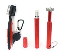 VIPMOON Golf Club Cleaner Tool Set, Retractable Golf Club Brush and 2 Groove Sharpener Tool for U & V-Grooves, Portable Golf Club Cleaning Kit for All Golf Irons for Man (Red)