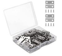 VIPMOON Small Hinges Set, 50Pcs Mini Hinges with 200Pcs 7mm Screws, 18 x 15mm Retro Folding Butt Hinge, Suitable for Jewelry Box, DIY Crafts (Silver)