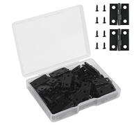 VIPMOON Small Hinges Set, 50Pcs Mini Hinges with 200Pcs 7mm Screws, 18 x 15mm Retro Folding Butt Hinge, Suitable for Jewelry Box, DIY Crafts (Black)