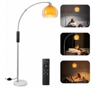 Vipnight Dimmable Arc Floor Lamp for Living Rooms Remote, Adjustable Head | Height-Adjustable Standing Lamp with E27, Double Shade, 350° Rotating Head, Remote, Foot Switch, for Reading, Office, Orange