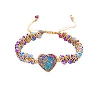 Vipomkowa Amorous Heart Bracelet Best Gifts for Loved Ones Double Wrap Stone Heart Bracelet Hand Woven Natural Stone Beaded Thin Digital Watch
