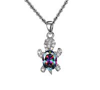 Vipomkowa Cartoon Turtle Pendant Rhinestone Necklace Zircon Turtle Necklaces Crystal Chain Jewelry for Women Girls Turtle Pendant Necklace Chain with Cross for Boys