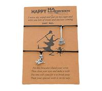 Vipomkowa Dangle Earrings for Women Fashion Dancing Witch Halloween Card Bracelet European and American Personality Witch Weaving Bracelet Automatic Movement Watch