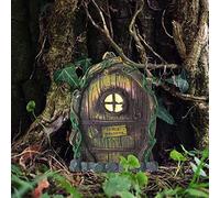 Vipomkowa Fairytales Door Decor Ornaments - Wooden Fairies Dwarf Tree Door Yard Art Sculpture Decoration for Kids Room, Wall and Trees Outdoor, Miniature Fairy Garden Outdoor Decor Accessories