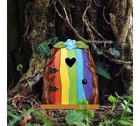 Vipomkowa Fairytales Door Decor Ornaments - Wooden Fairies Dwarf Tree Door Yard Art Sculpture Decoration for Kids Room, Wall and Trees Outdoor, Miniature Fairy Garden Outdoor Decor Accessories