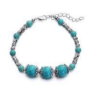 Vipomkowa Fashion Luxury Turquoise Bracelet Women's Handmade Beaded Retro Jewelry Gifts Engraved Watch for Boyfriend